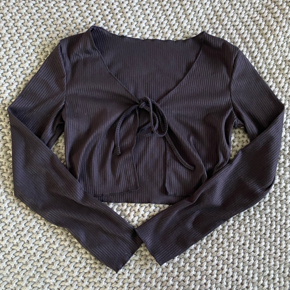 Black Longsleeve Tie Top